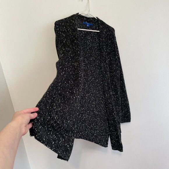 APT. 9 APT.9 Long Cardigan Black Silver Metallic Open Front Longline Sweater XXL - Picture 10 of 15